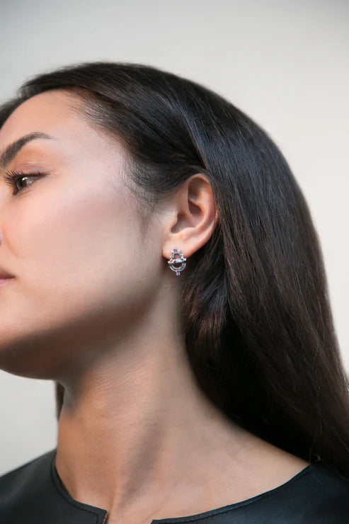Ayah Earrings - Silver & Amethyst