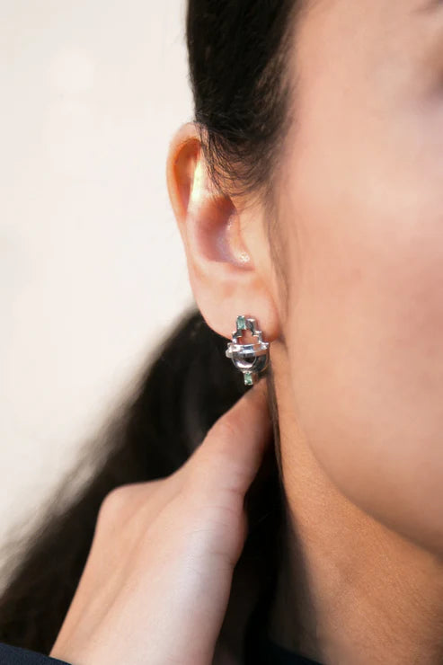 Ayah Earrings - Silver & Tourmaline
