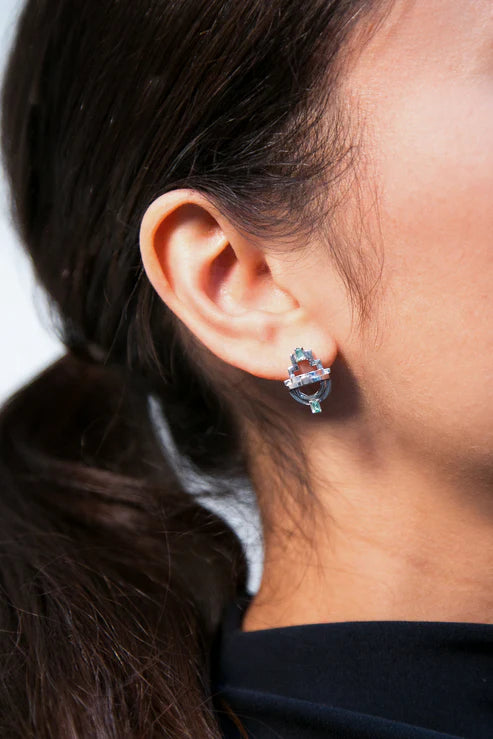 Ayah Earrings - Silver & Tourmaline