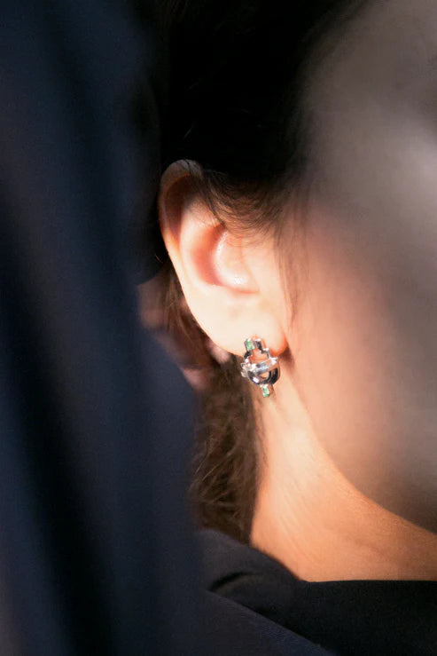 Ayah Earrings - Silver & Tourmaline