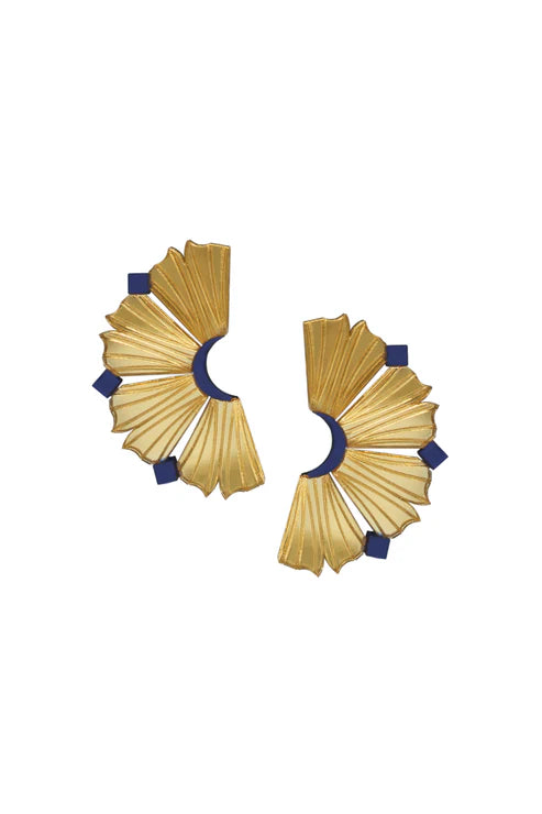 Nalla Earrings (Small) - Gold & Navy