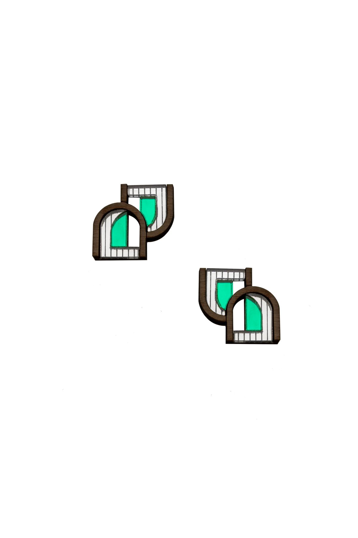 Arch Window Studs - Silver & Green
