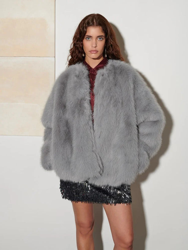 Rylee Faux Fur Coat - Souris Grey