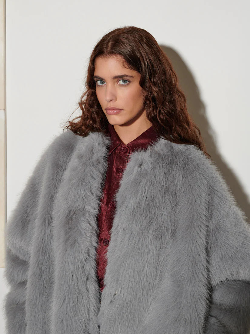 Rylee Faux Fur Coat - Souris Grey
