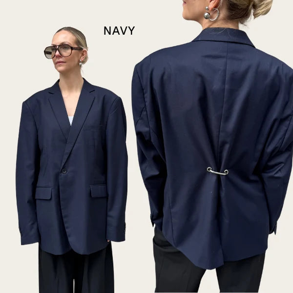 Hardware Back Blazer - Navy Stripe