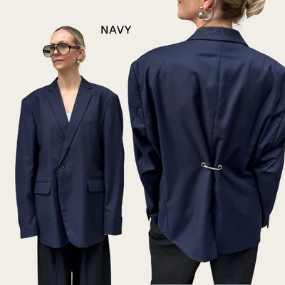 Hardware Back Blazer - Navy Stripe