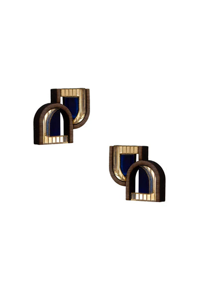 Arch Window Studs - Gold & Navy