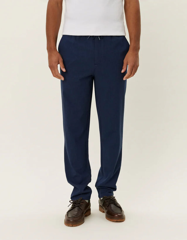 Como Tapered Textured Drawstring Pants - Dark Navy