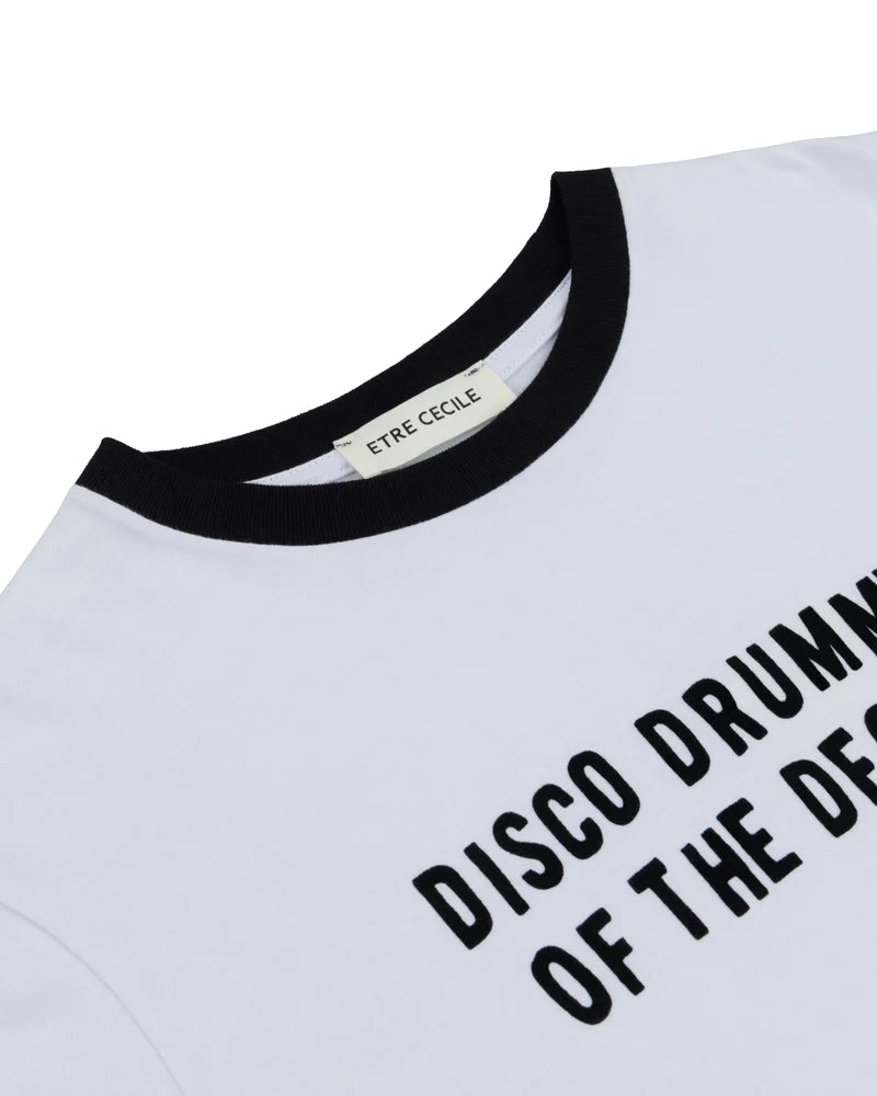 Disco Drummer Of The Decade Ringer T-Shirt - White/Black