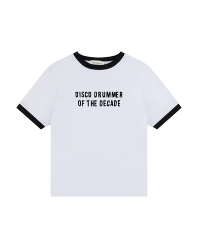 Disco Drummer Of The Decade Ringer T-Shirt - White/Black