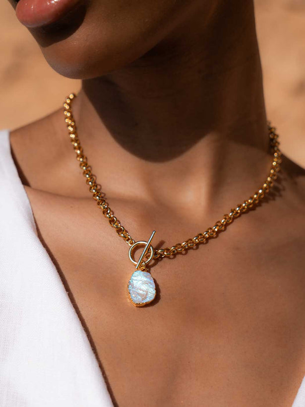 Deity Moonstone Necklace - Gold Plating