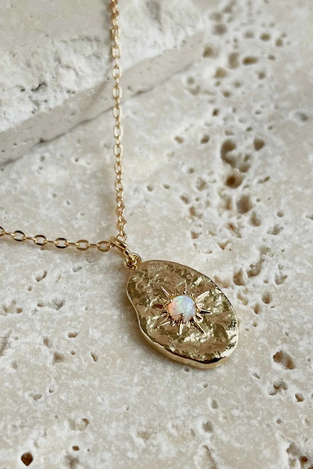 Eros Opal Necklace - Gold Plating/White Opal