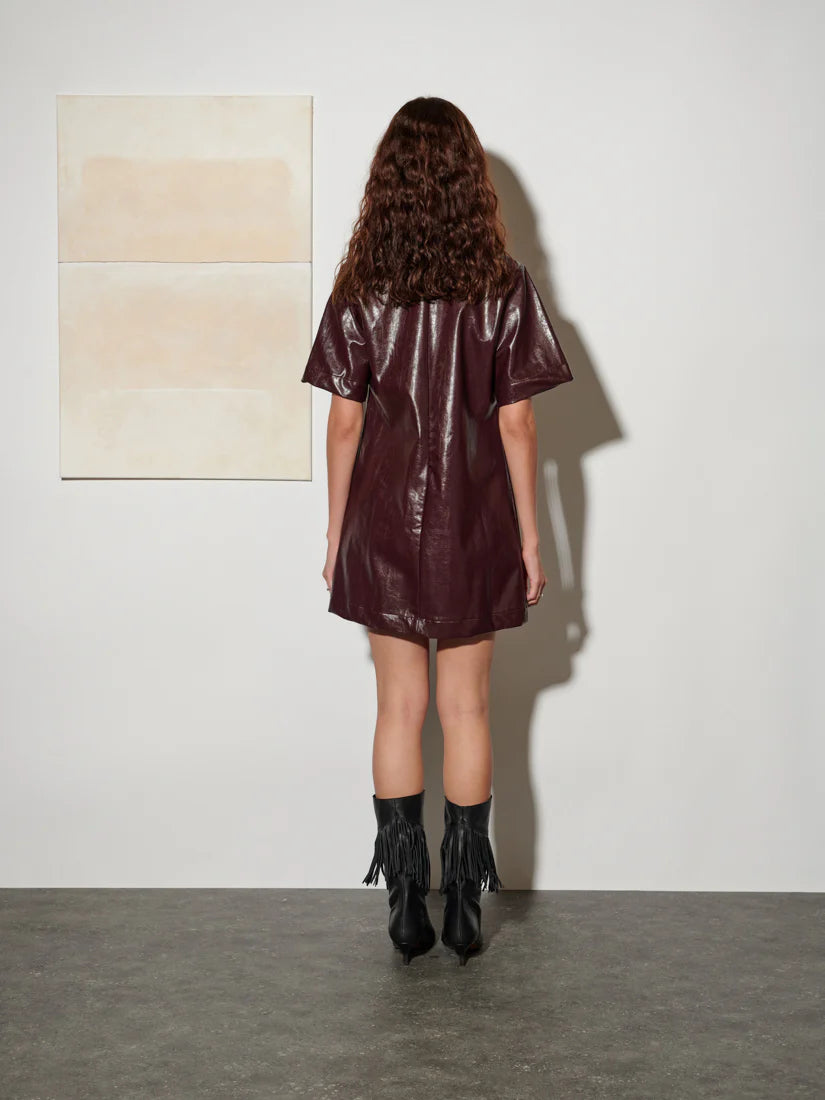 Louise Mini Dress - Mahogany Red