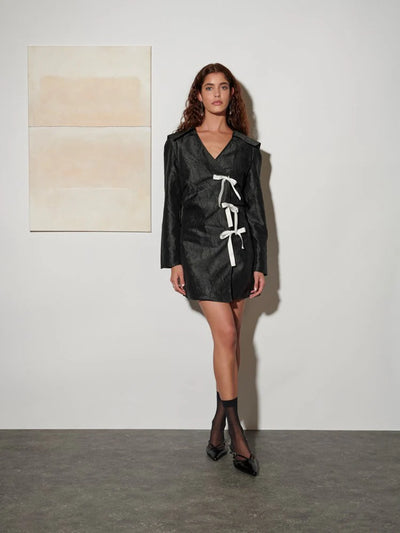 Julie Wrap Mini Dress - Coal Black