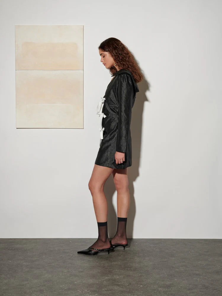 Julie Wrap Mini Dress - Coal Black