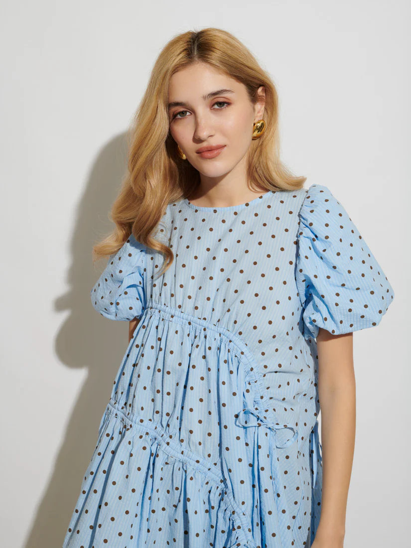 Farah Polka Dot Dress - Baby Blue