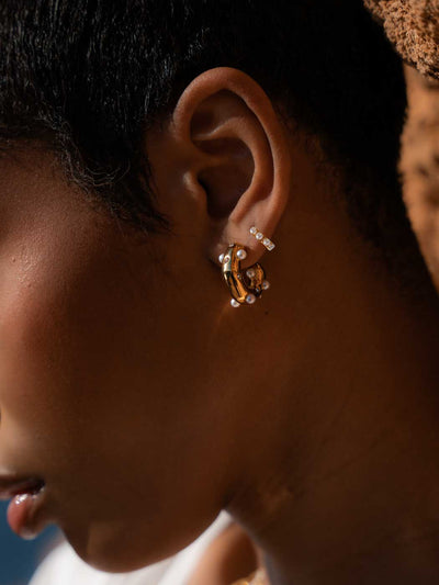 Dune Studded Hoops - Gold Plating