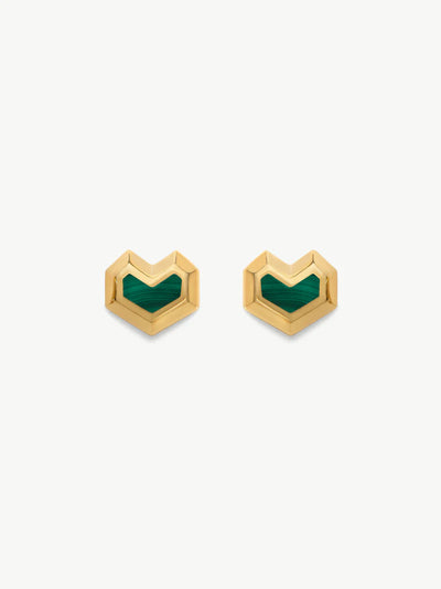 Daryl Studs - Gold/Green Malachite