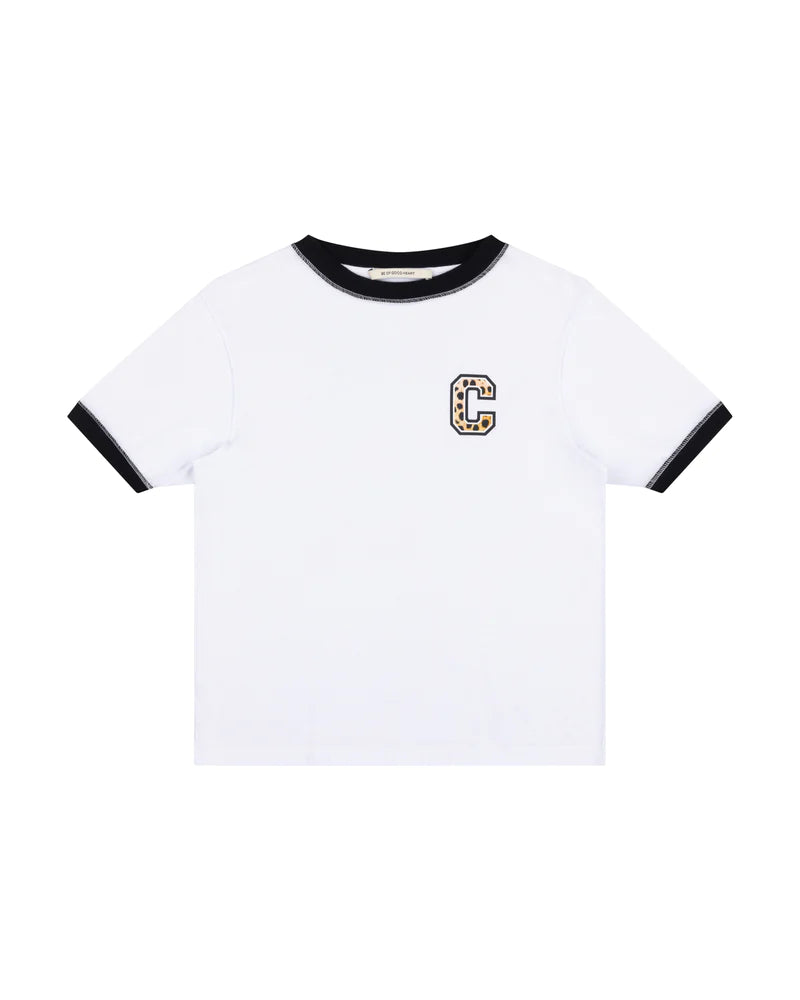 Varsity Cheetah Ringer T-Shirt - White