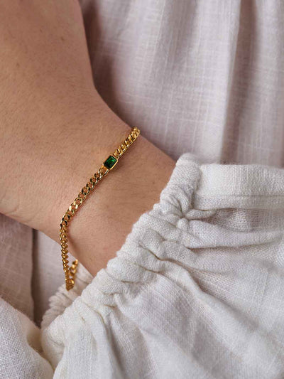 Emerald Curb Bracelet - Gold Plating