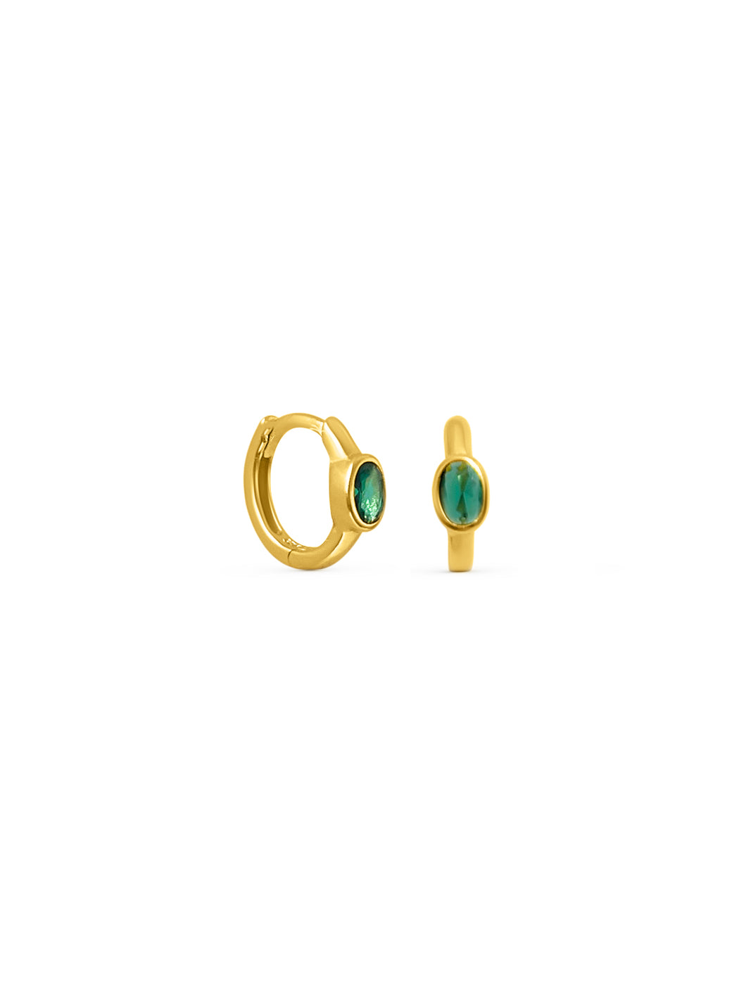 Emerald Boheme Huggies - Gold Plating/Emerald
