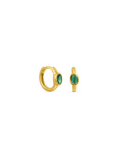 Emerald Boheme Huggies - Gold Plating/Emerald