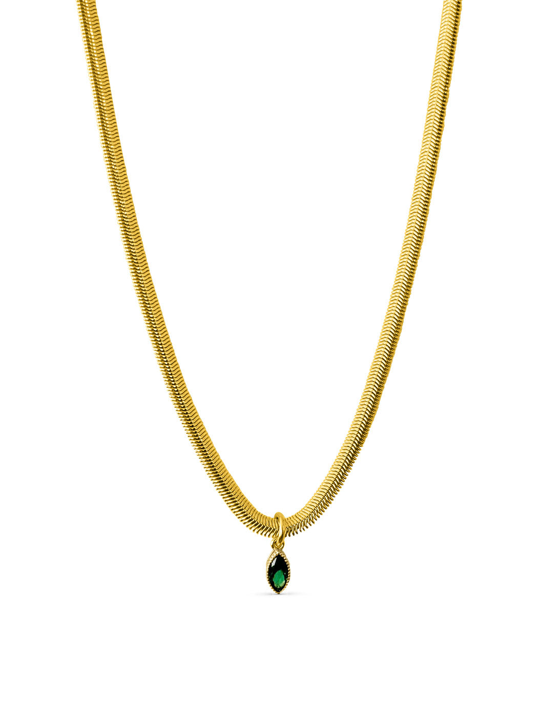 Emerald Snake Necklace - Gold Plating