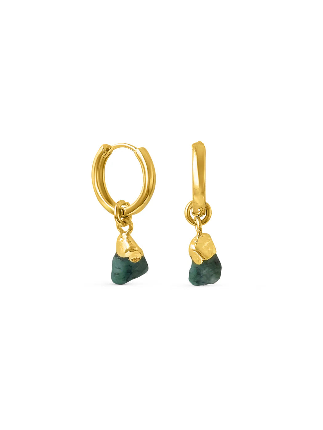 Mohica Raw Emerald Hoops - Gold Plating/Emerald