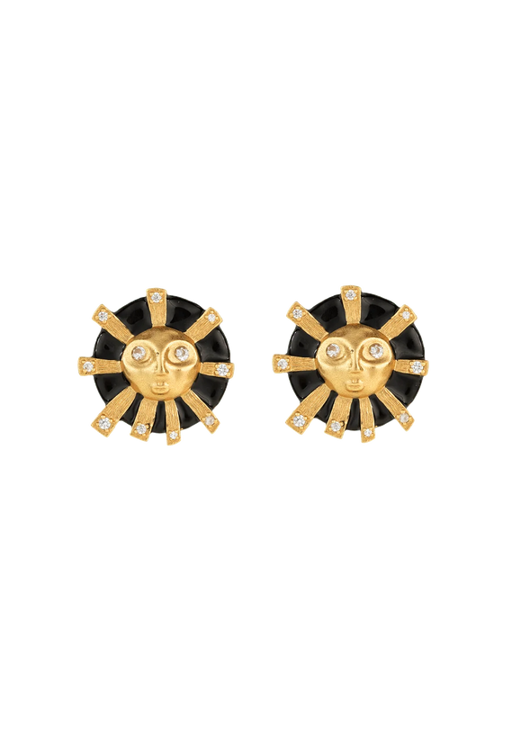 EOS Black Enamel Gilded Earrings - Gold