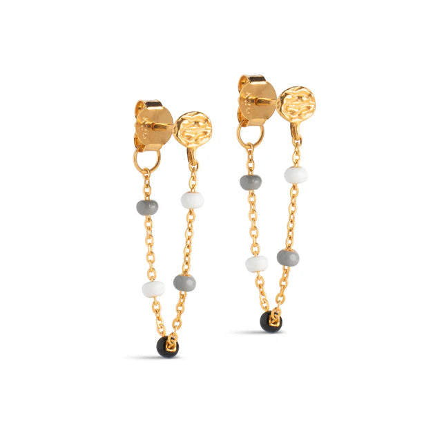Lola Earrings - Gold/Salt 'n' Pepper