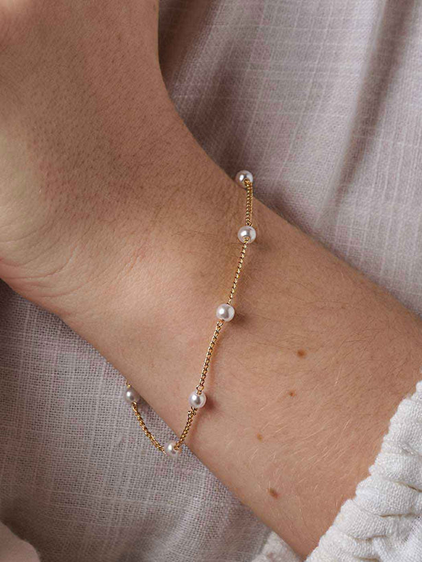 Gaia Pearl Chain Bracelet - Gold Plating/Freshwater Pearl