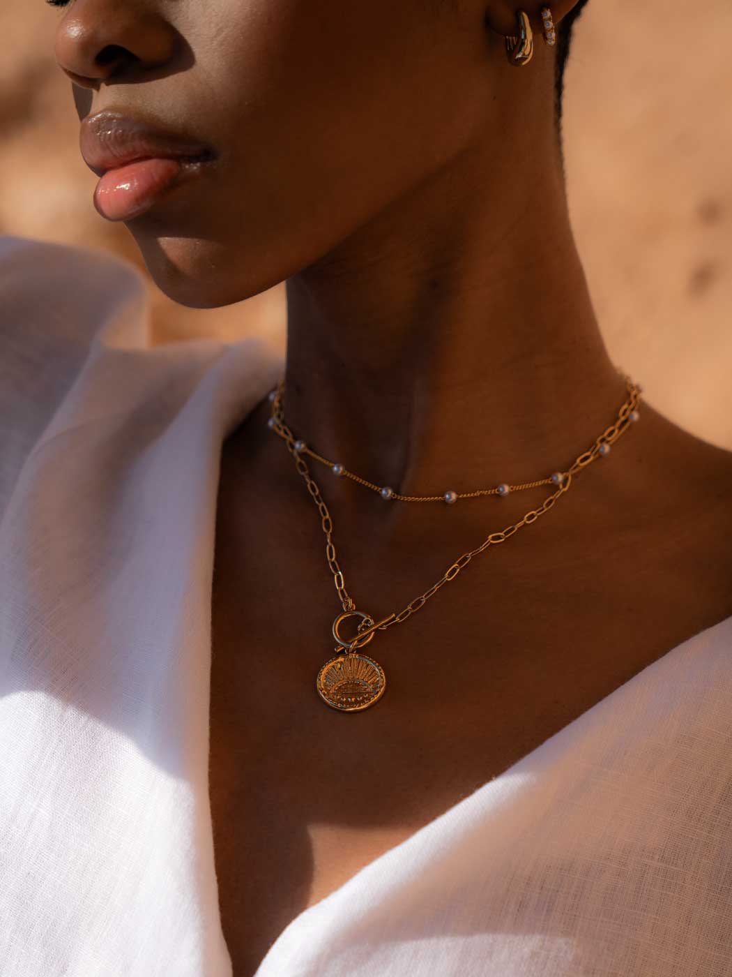 Gaia Pearl Chain Necklace - Gold Plating