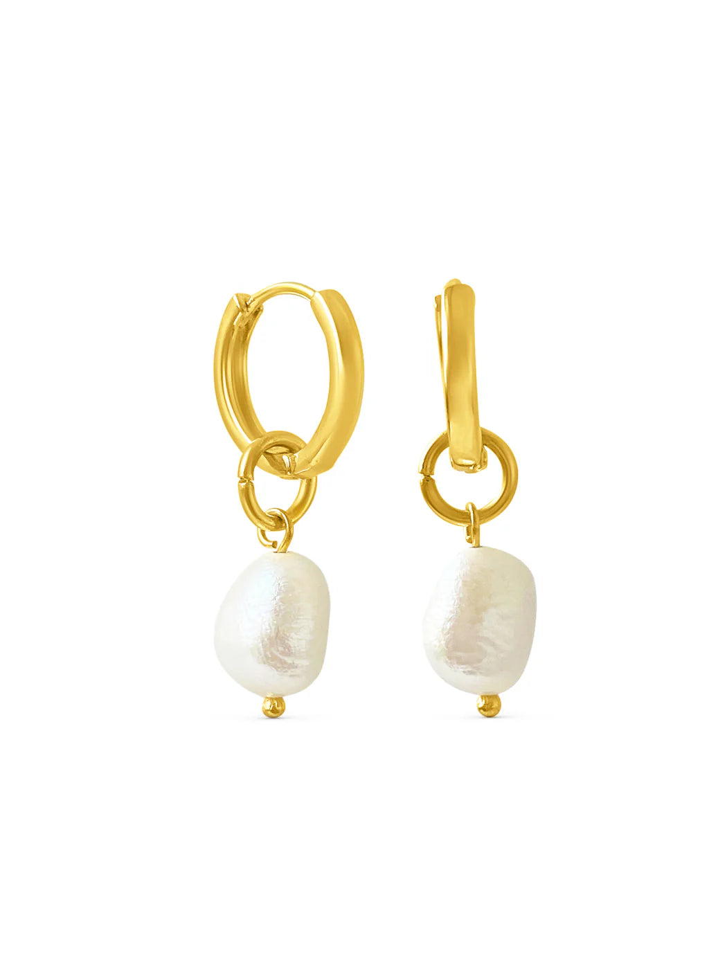 Gaia Pearl Hoops - Gold Plating/Freshwater Pearl
