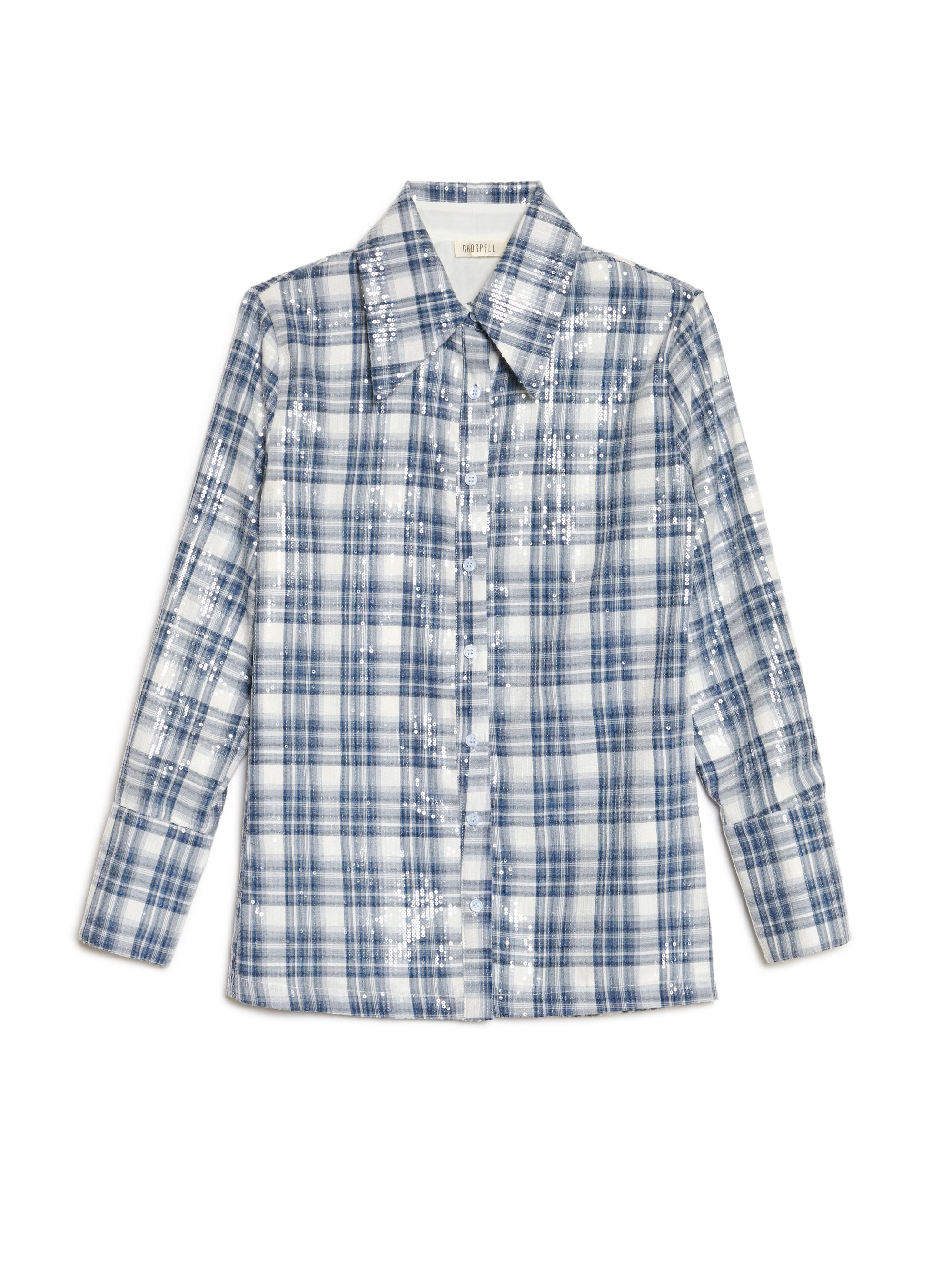 Maya Sequin Shirt - Cloud Blue