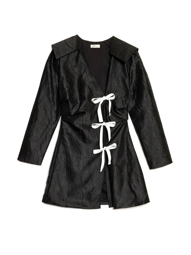 Julie Wrap Mini Dress - Coal Black