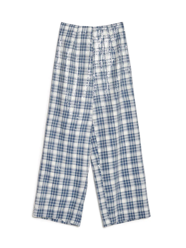 Maya Sequin Trousers - Cloud Blue