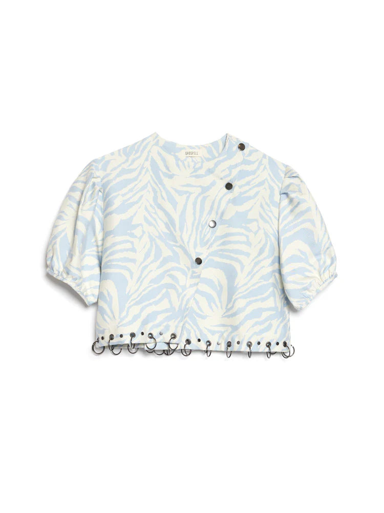 Serena Zebra Top - Baby Blue