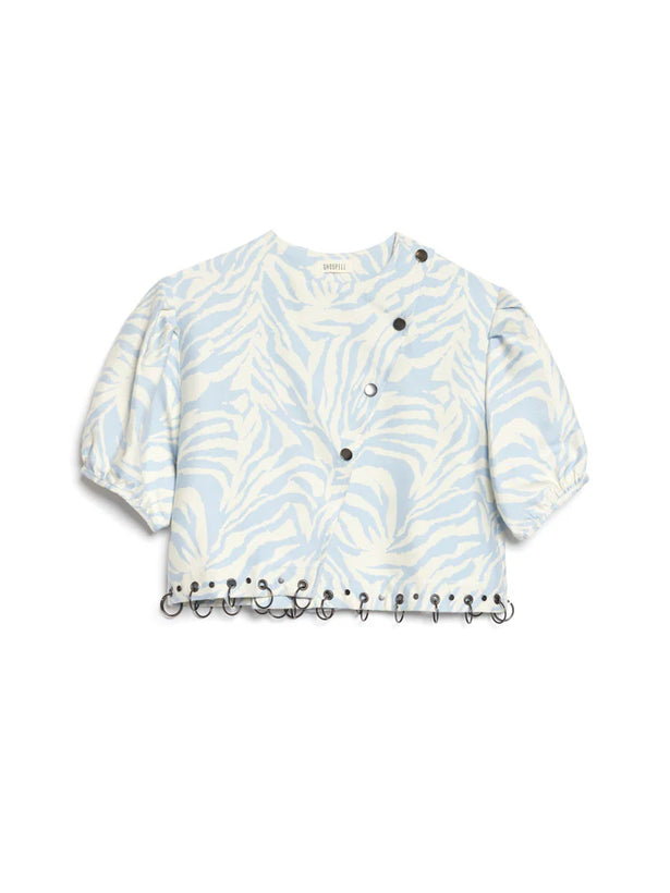 Serena Zebra Top - Baby Blue