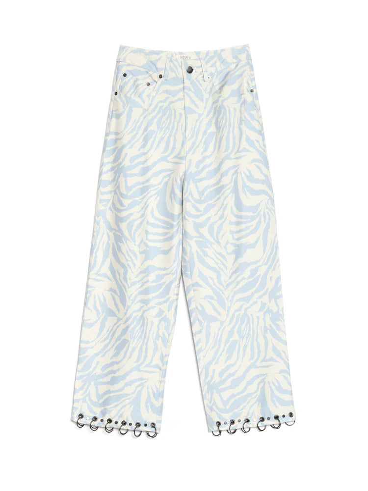 Serena Zebra Trousers - Baby Blue