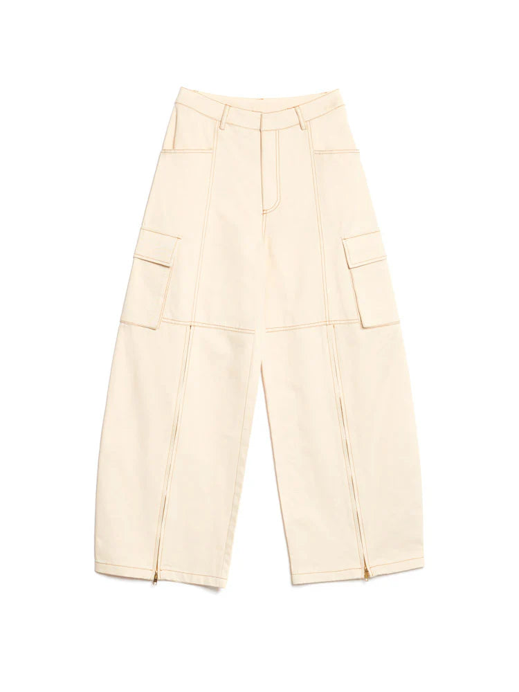 Asma Cargo Trousers - Ivory Cream