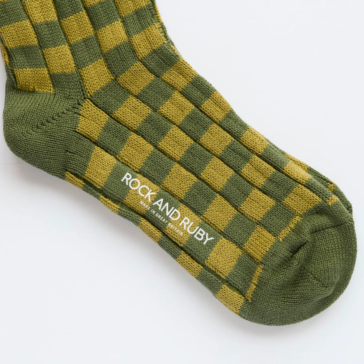 Edith Cotton Socks - Hunter Green Check