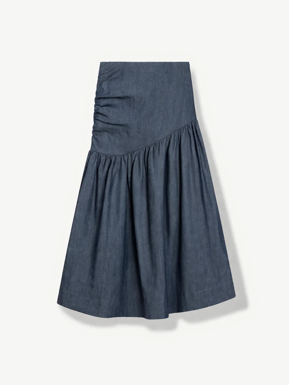 'NO MORE NOBODY' - Hilda Gathered Skirt Organic Cotton - Chambray