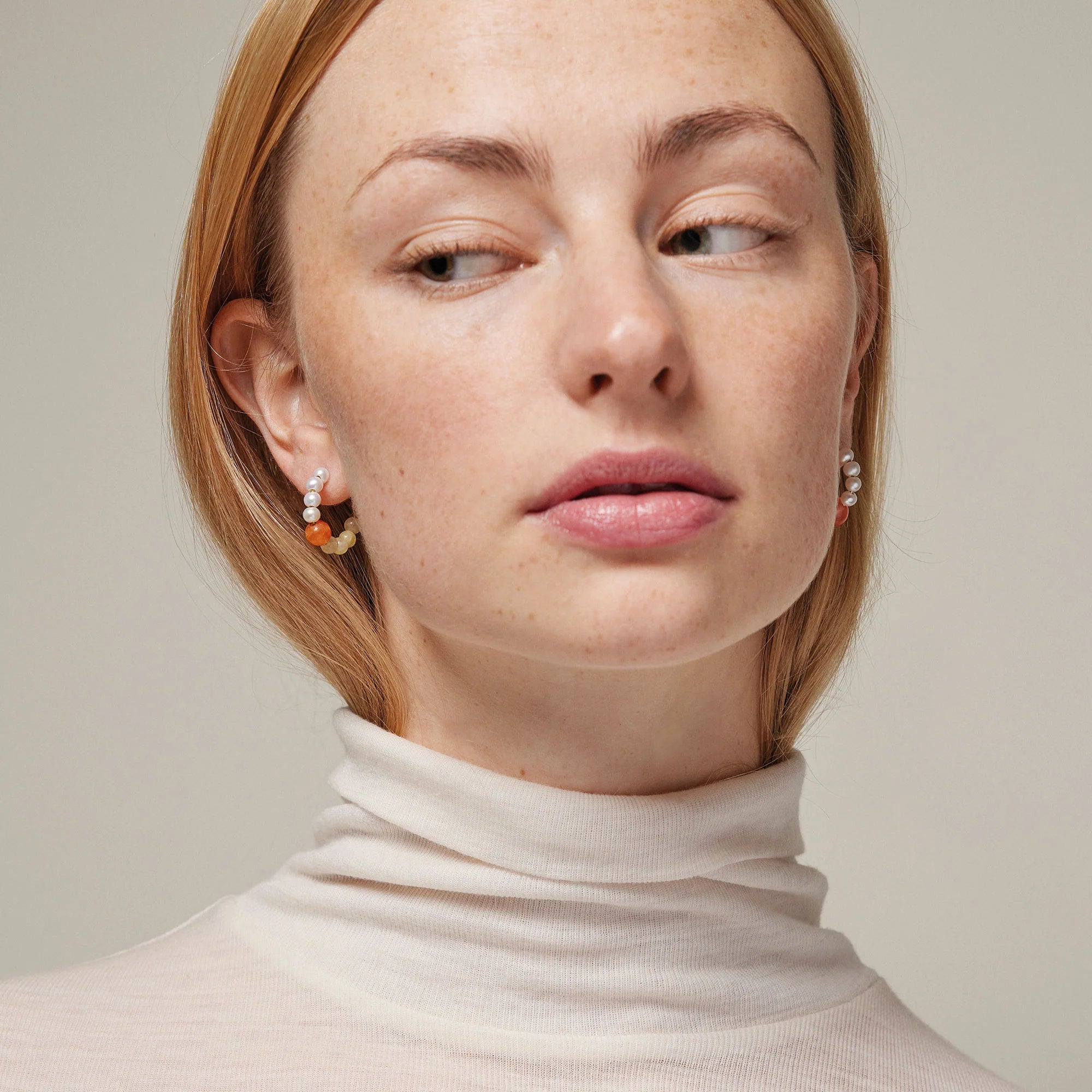 Kalea Hoops - Orange, Pearl and Light Yellow