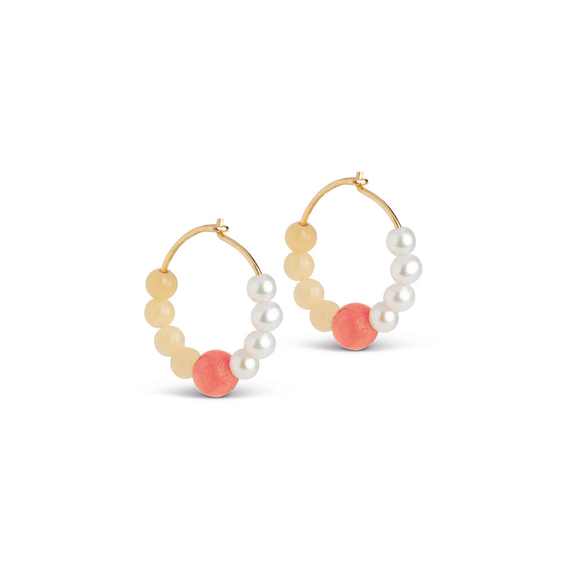 Kalea Hoops - Orange, Pearl and Light Yellow