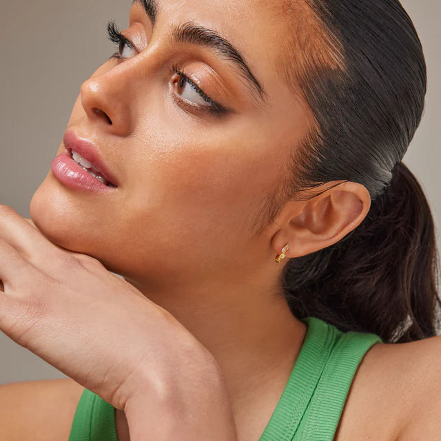 Laia Hoops -  Gold/Clear Light Pink/Apple Green