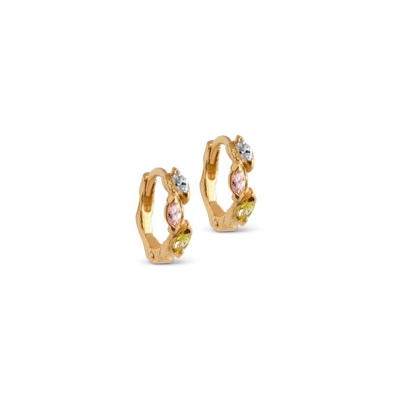 Laia Hoops -  Gold/Clear Light Pink/Apple Green