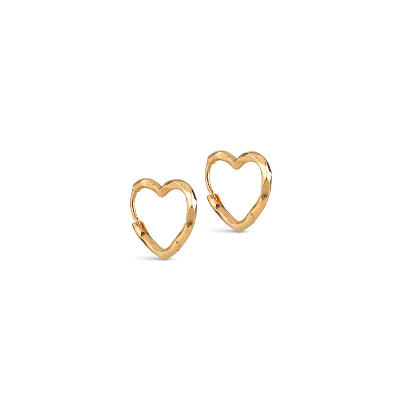 Organic Heart Small Hoops - Gold