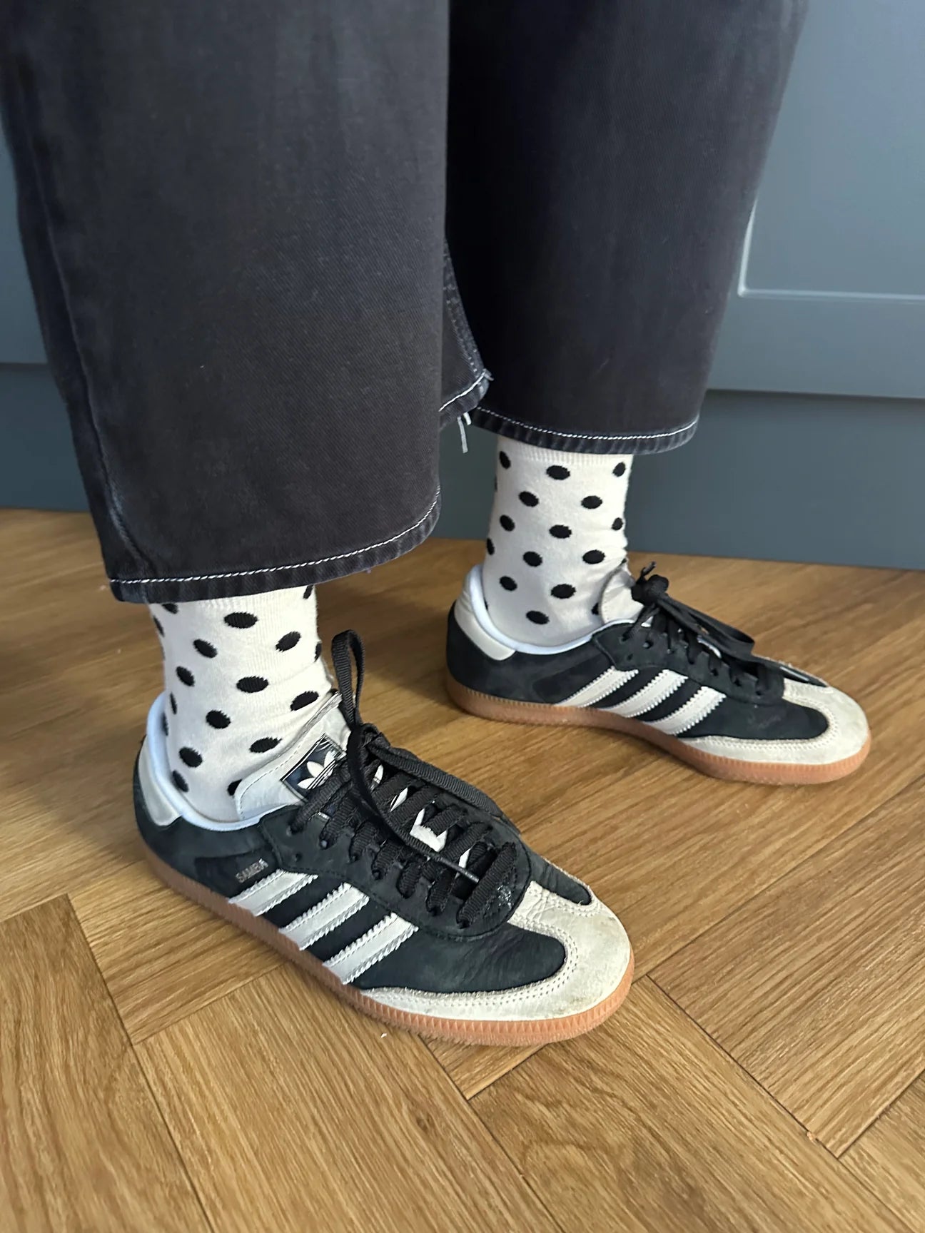 Luxe Cotton Socks - Polka Dot Black/Ecru