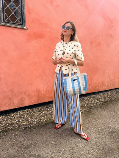 Mini Shopper Bag - Sky Blue/Ecru