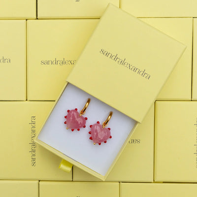 Milagros Heart Earrings - Pink
